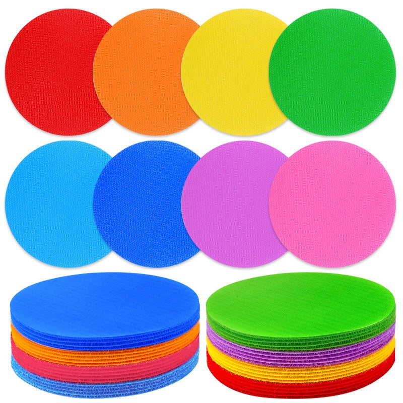 IKAYAS 48 Pcs Carpet Spots Markers Carpet Circles Carpet Markers for Kids Social Distancing and Wait Line Up, Removable Carpet Dots Floor Dots for Classroom, 8 Colors - Image 1